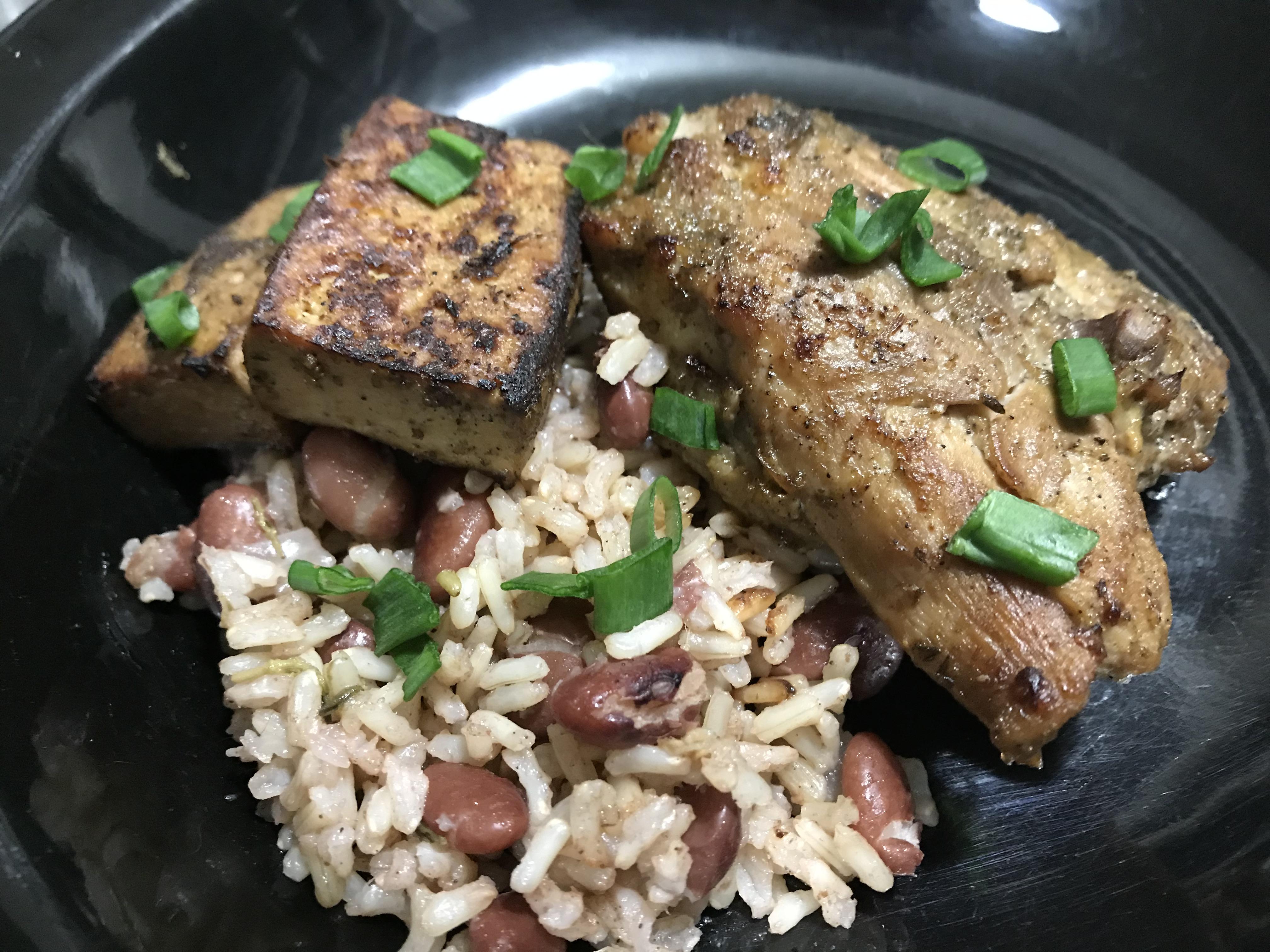 Jamaican - Jerk Tofu & Chicken w/ Rice & Peas